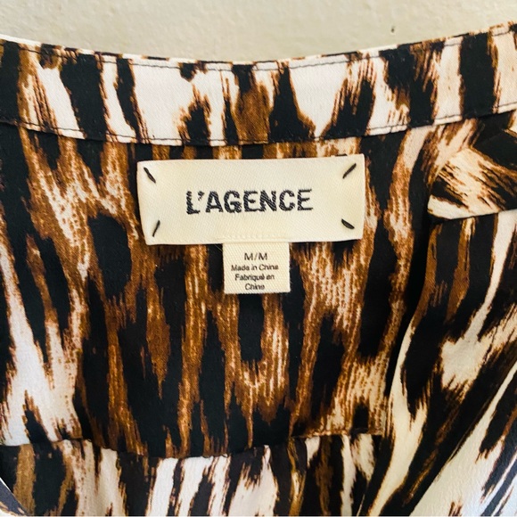 L'Agence Leopard Print Silk Button Down Blouse Sz M - Picture 3 of 5
